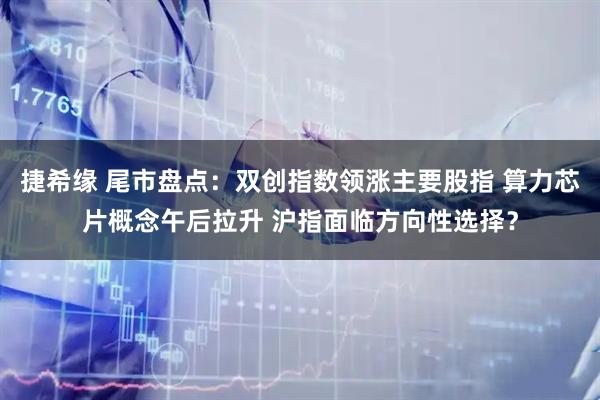 捷希缘 尾市盘点：双创指数领涨主要股指 算力芯片概念午后拉升 沪指面临方向性选择？