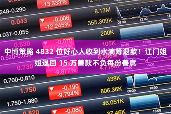 中博策略 4832 位好心人收到水滴筹退款！江门姐姐退回 15 万善款不负每份善意